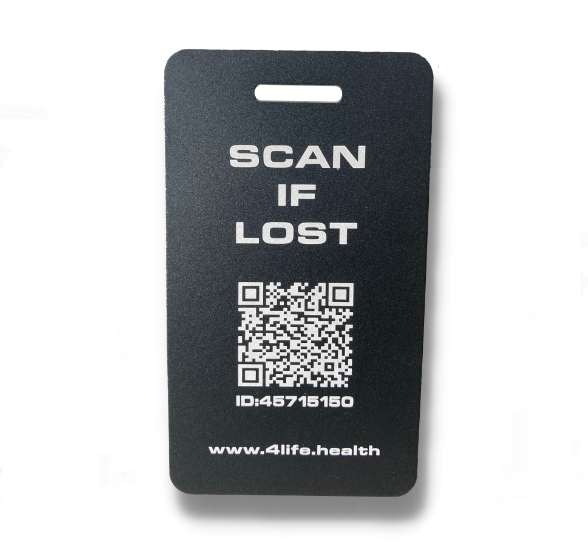 custom QR code for personalized luggage tag that says "scan if lost"